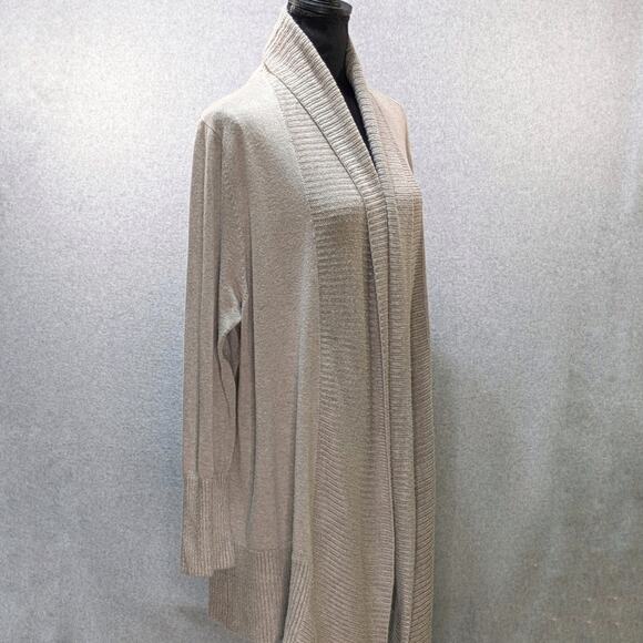 Joan Vass Sand Beige Open Wear Cardigan Women’s Size 2X Lightweight Knit - Picture 12 of 13